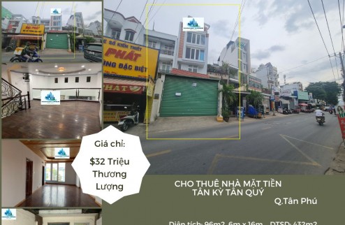 CHÍNH CHỦ Cho thuê nhà mặt tiền Tân Kỳ Tân Quý 96m2, 3Lầu+ST-gần AEON